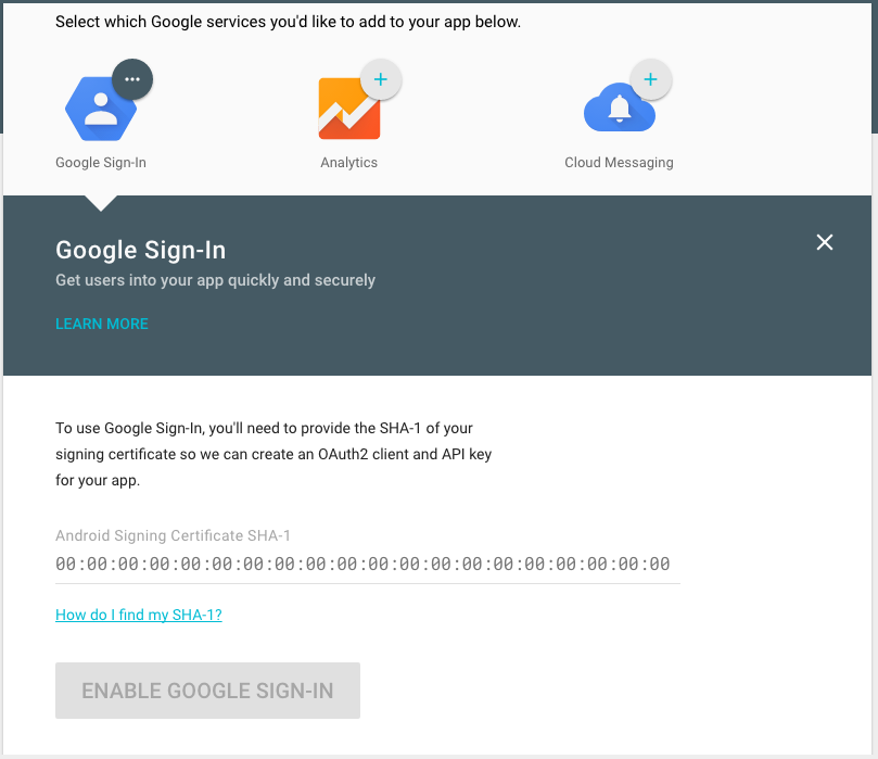 Android Signing Certificate SHA-1